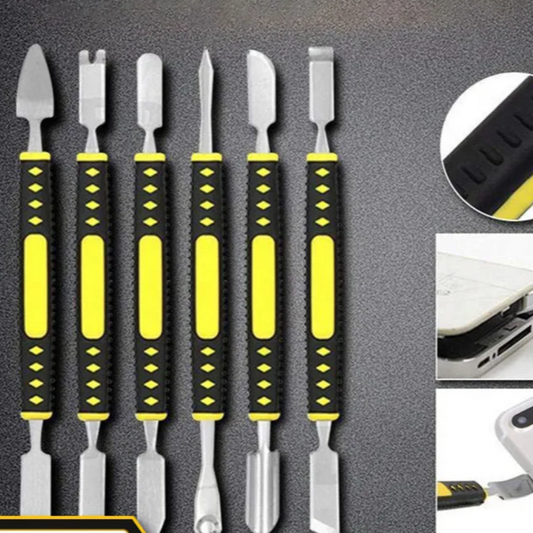 6PCS Metal Crowbar & Spudger Tool Set – Dual-Head Prying Repair Tools for Mobile Phones, Laptops, Electronics
