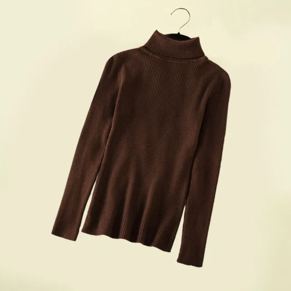 Women's Winter Knitted Turtleneck Sweater – Slim Fit Cotton Polo-Neck Pullover for Casual Cold Weather Outfits