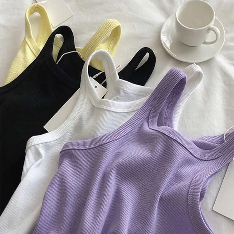 Women's Sexy Cropped Tank Top – High Stretch Cotton Camisole for Summer Sport and Clubwear Outfits