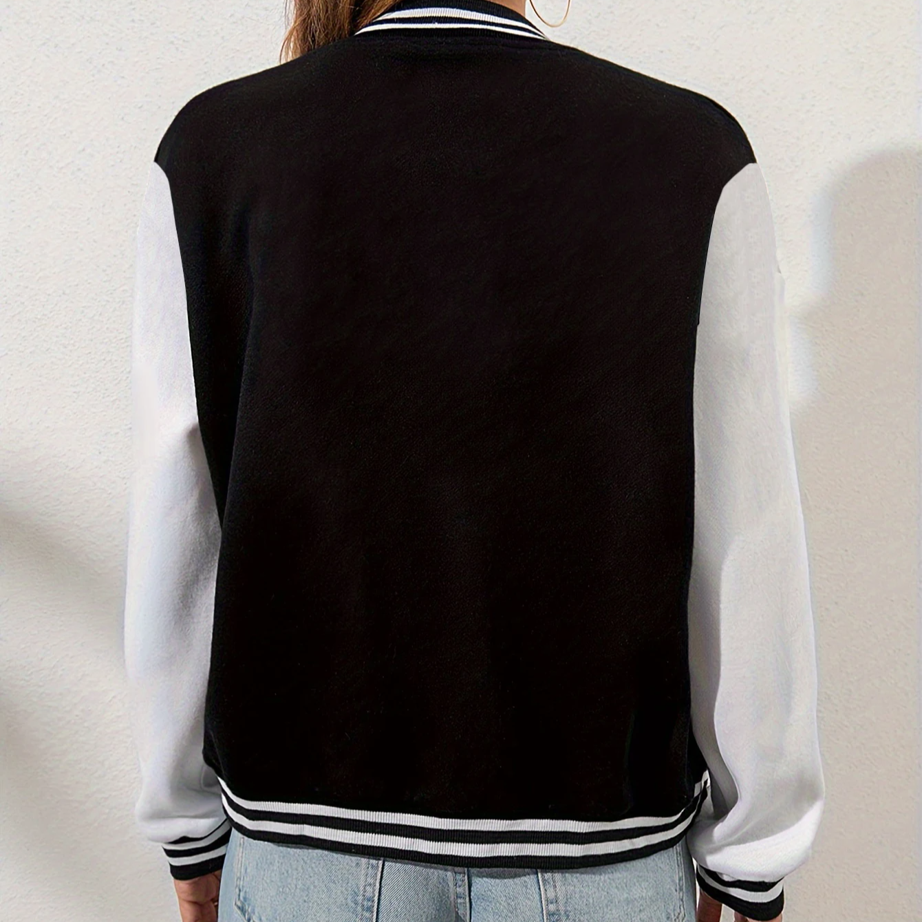 Women’s New York Art Letter Baseball Jacket – Harajuku Fleece Streetwear with Cartoon Print and Button Closure