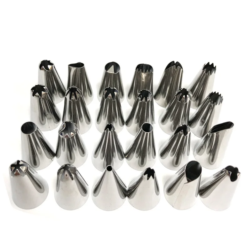 24/48-Piece Stainless Steel Cake Decorating Nozzle Tips Set – Piping Icing Cream Pastry Tools with Bag for DIY Baking & Dessert Design
