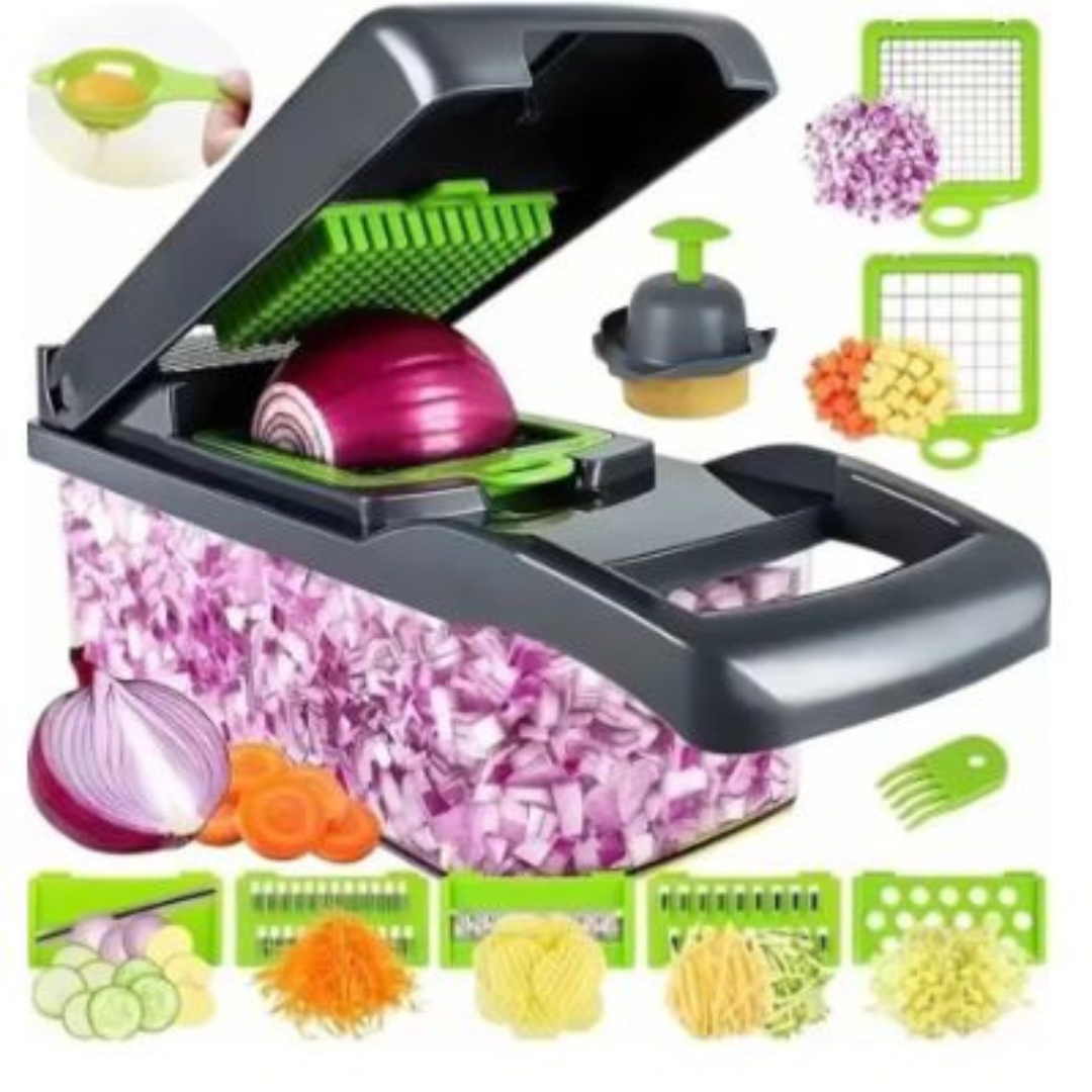 14/16-in-1 Multifunctional Vegetable Chopper and Slicer – Food Dicer, Grater, Cutter with Handle for Easy Prep, Kitchen Tool Set