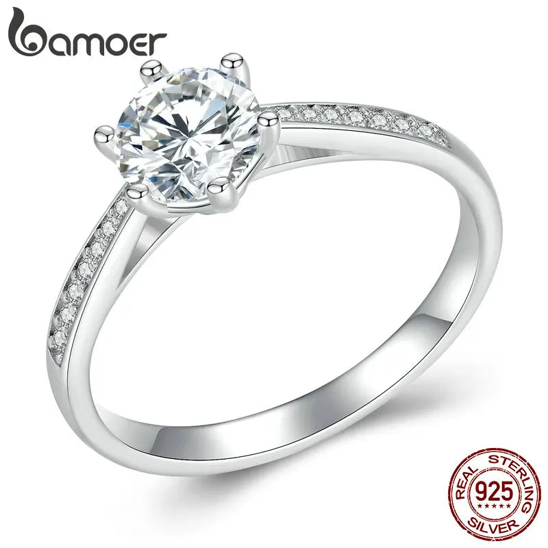 0.8 Carat Moissanite Engagement Ring – D Color VVS1 Stone with Zircon Accents on 925 Sterling Silver for Women