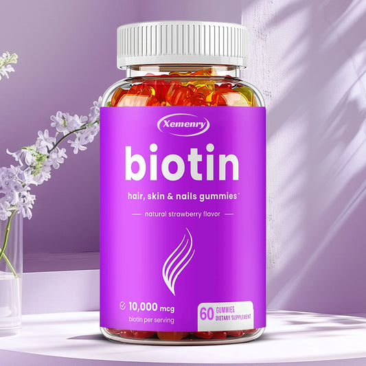 Biotin Gummies 10,000mcg – Hair, Skin, Nail & Joint Support – 60 Delicious Vegan Gummies