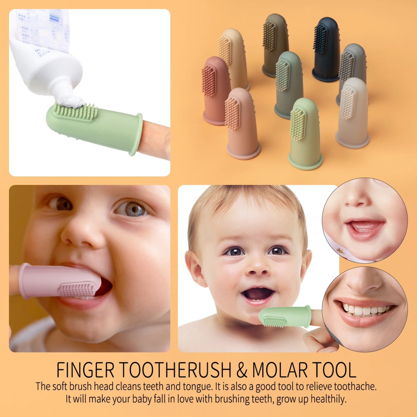 3-Piece Baby Finger Toothbrush Set – Soft Silicone Oral Cleaning Kit for Infants and Toddlers (BPA-Free)