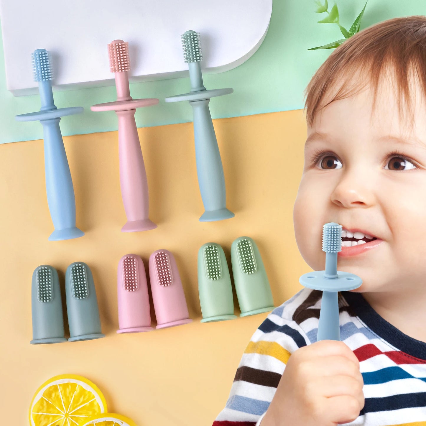 3-Piece Baby Finger Toothbrush Set – Soft Silicone Oral Cleaning Kit for Infants and Toddlers (BPA-Free)