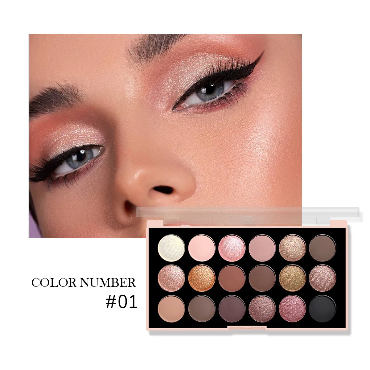 18-Color Earth Tone Eyeshadow Palette – Matte, Pearlescent, Glitter & Fine Shimmer Finishes, Long-Lasting & Waterproof
