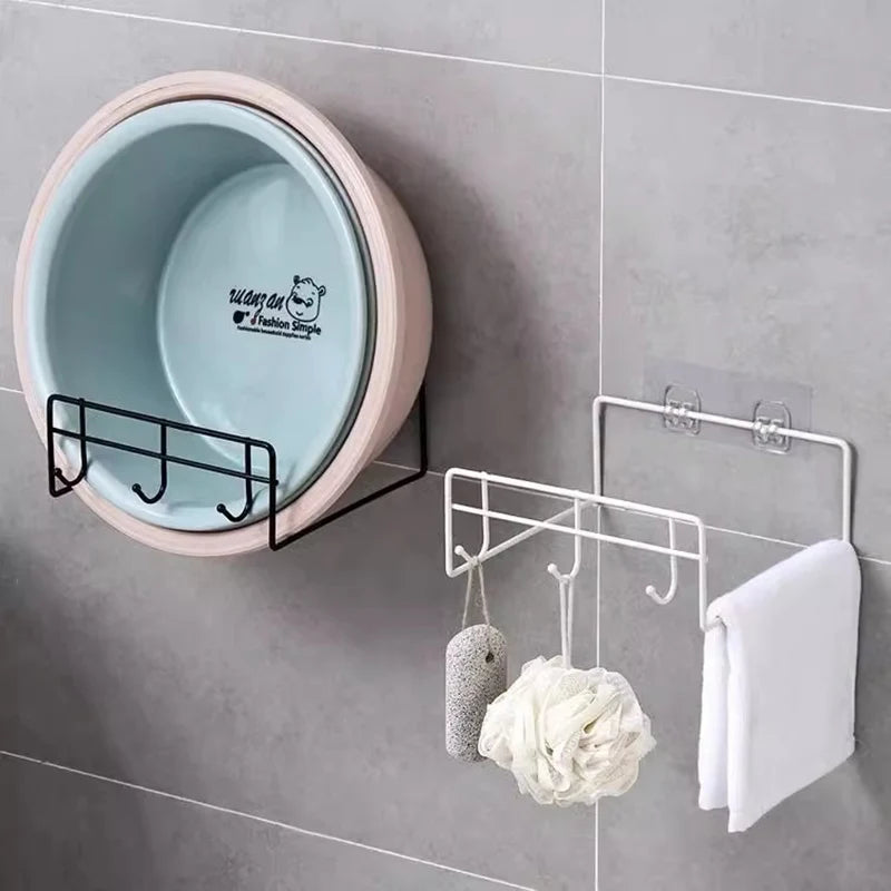 Waterproof Adhesive Wall Hooks – No-Drill Removable Transparent Storage Rack for Bathroom, Kitchen, and Home Use