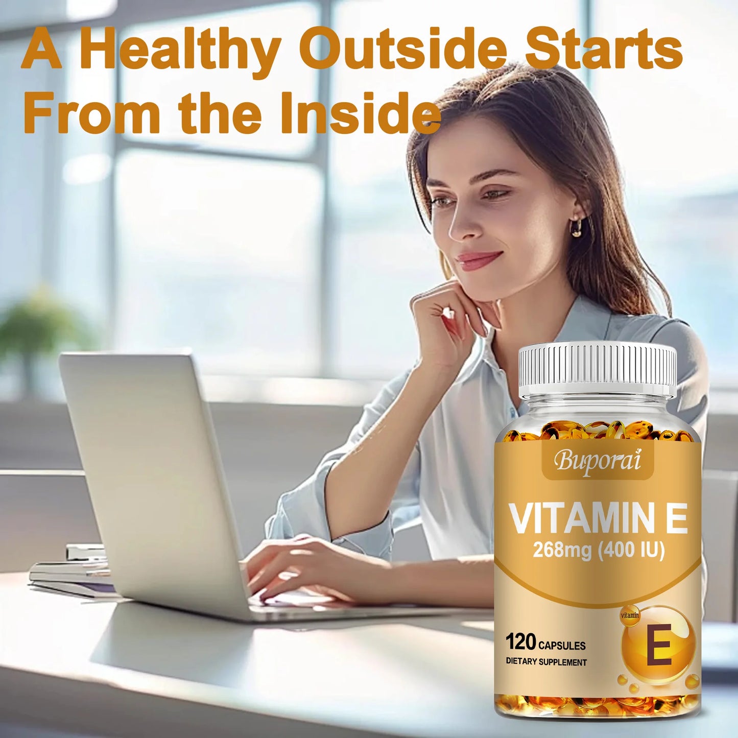 Vitamin E 268mg – Antioxidant Skin Support, Anti-Aging & Wrinkle Reduction – 120 Softgel Capsules
