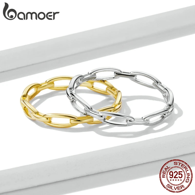 Bohemian Geometric Chain Ring – 925 Sterling Silver Minimalist Statement Band for Women