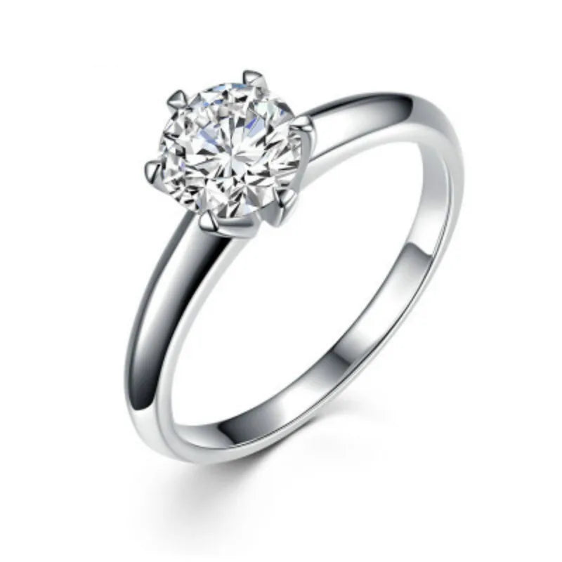 925 Sterling Silver Adjustable Zircon Ring for Women – Classic Prong-Set Cocktail Ring for Engagement, Wedding, and Special Occasions