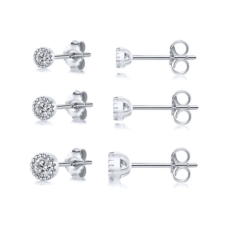 925 Sterling Silver 3-Piece Stud Earrings Set for Women – 18K Gold-Plated, Irregular Mini Design Fine Jewelry