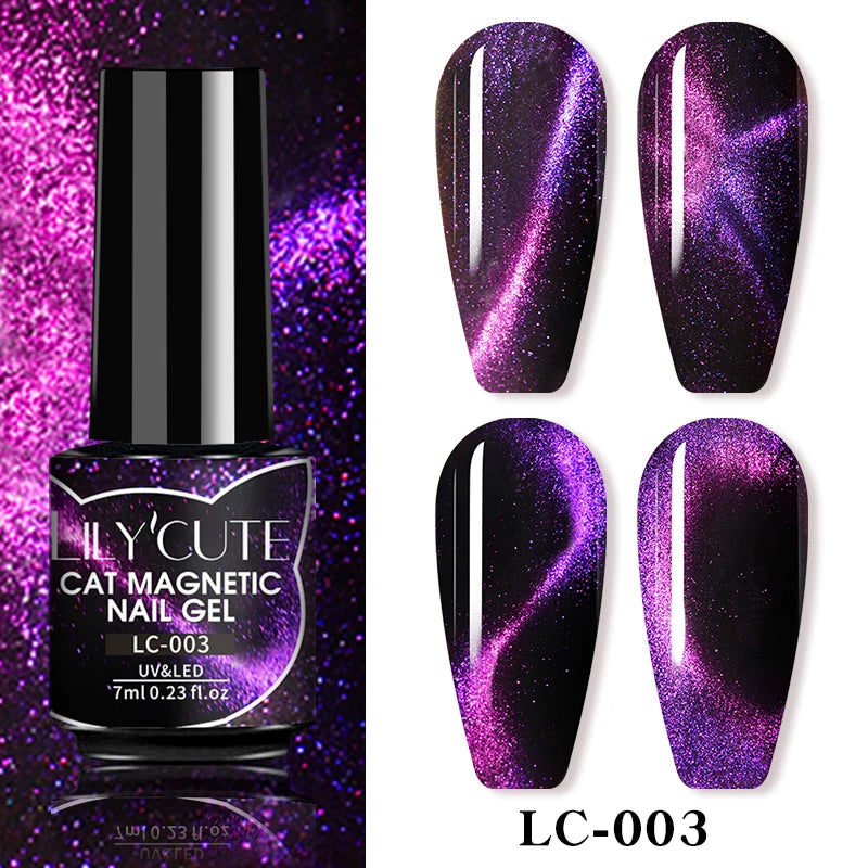 7ml Dynamic Reflective Cat Eye Magnetic Gel – Glitter Soak-Off Nail Polish with 3D Magnet Effect