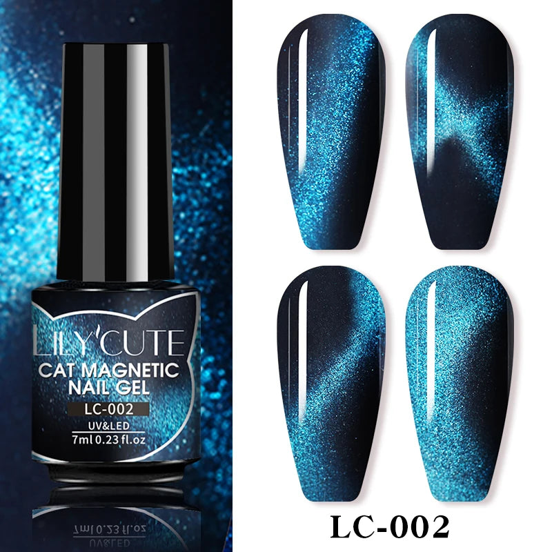 7ml Dynamic Reflective Cat Eye Magnetic Gel – Glitter Soak-Off Nail Polish with 3D Magnet Effect