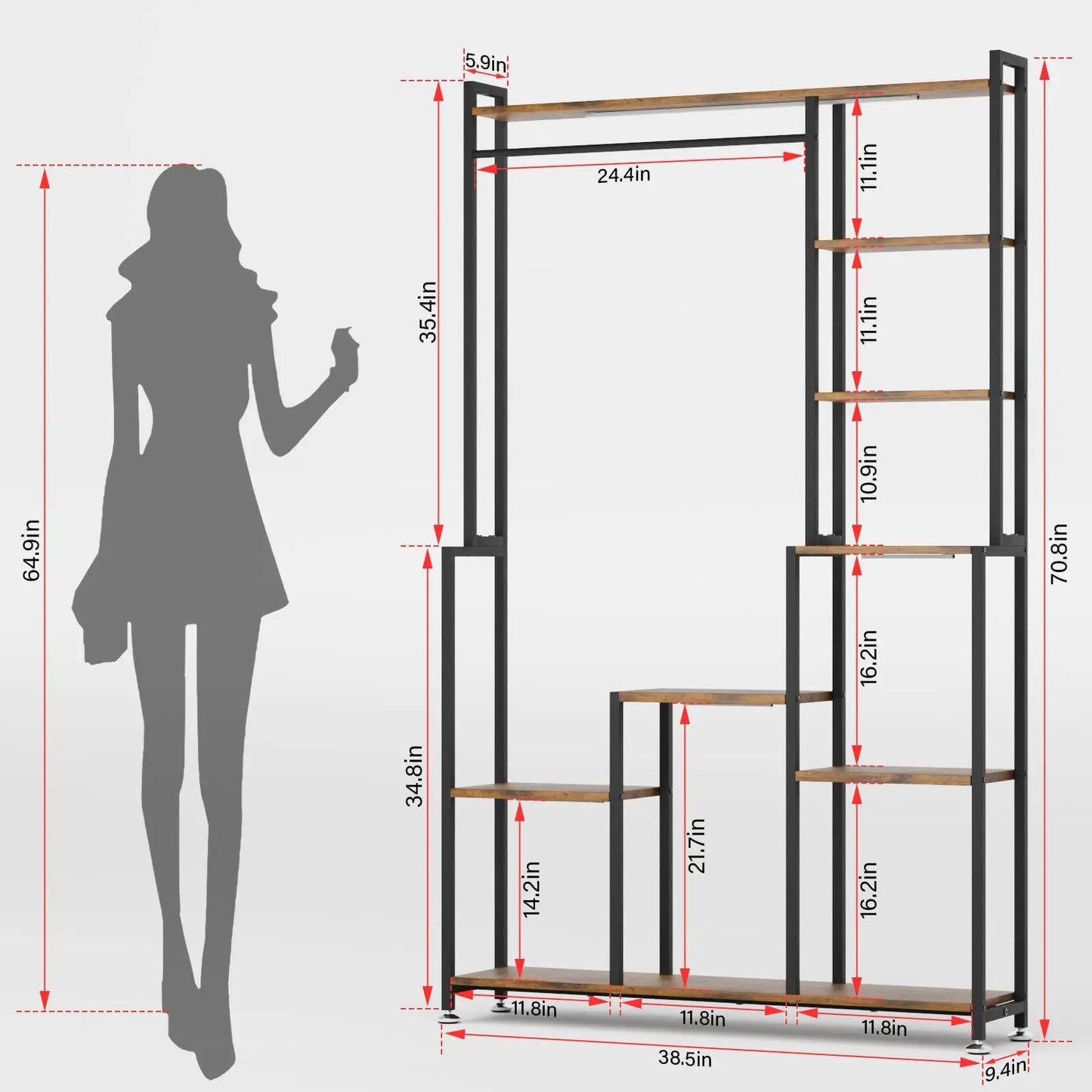 71-Inch 8-Tier Indoor Plant Stand with Grow Light – Heavy-Duty Metal and MDF Display Rack for Living Room, Patio, or Garden