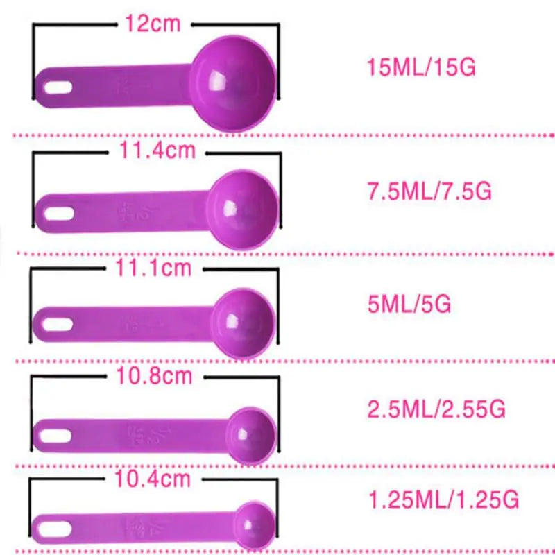 5-Piece Kitchen Measuring Spoon Set – Plastic Measuring Scoops with Scale for Baking, Coffee, Sugar, and Cooking