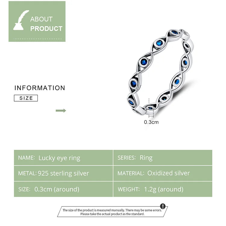 Sterling Silver Retro Blue Zircon Ring – 925 Silver Round-Cut Wedding Band for Women