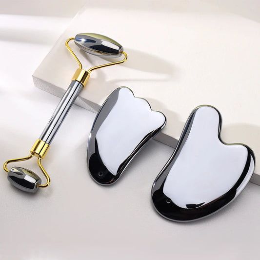 Terahertz Crystal Gua Sha a and Scraper Set – Manual Facial and Body Massage Tool for Skin Care, Relaxation, and Detox