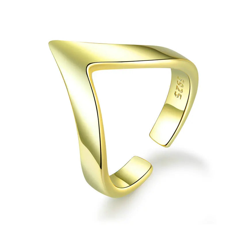 Adjustable Wave Geometric Love Ring in 925 Sterling Silver – Trendy Wedding Band for Women