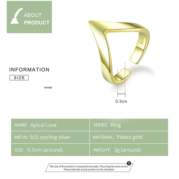 Adjustable Wave Geometric Love Ring in 925 Sterling Silver – Trendy Wedding Band for Women