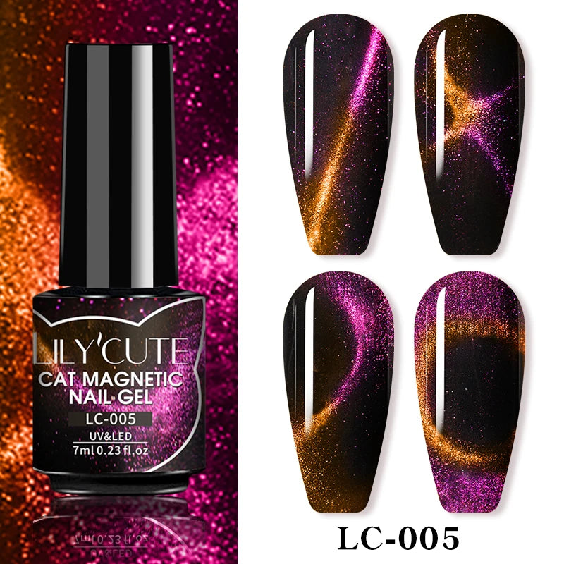 7ml Dynamic Reflective Cat Eye Magnetic Gel – Glitter Soak-Off Nail Polish with 3D Magnet Effect
