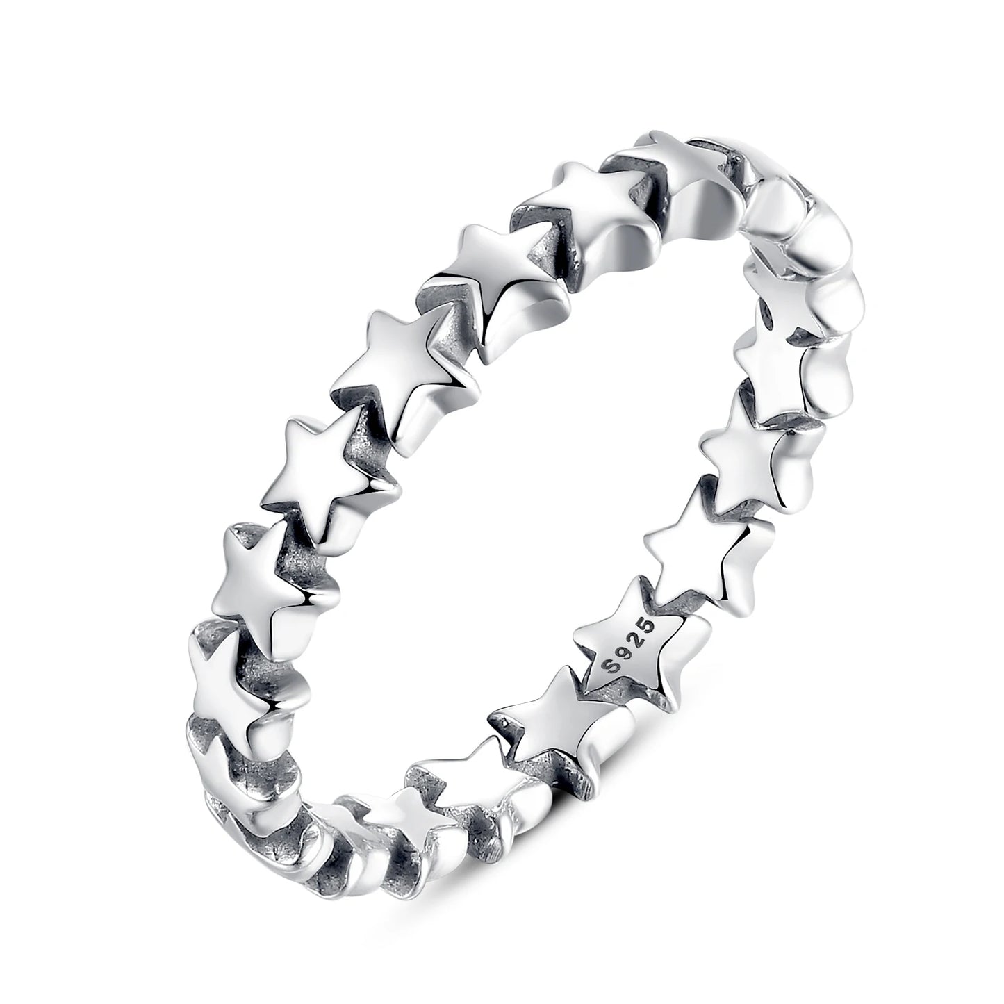 Stackable Heart Ring in 925 Sterling Silver with Black CZ – Romantic Wedding Band for Women