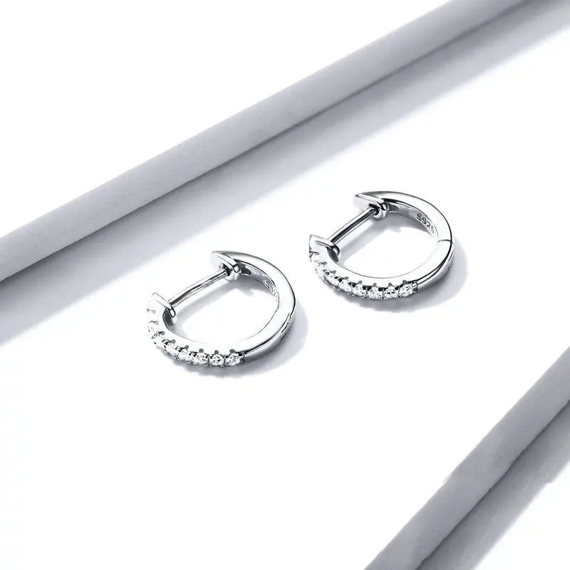 14K Gold Plated 925 Sterling Silver Cuff Earrings – Colorful Zircon Huggie Hoops for Women, 10 Color Options