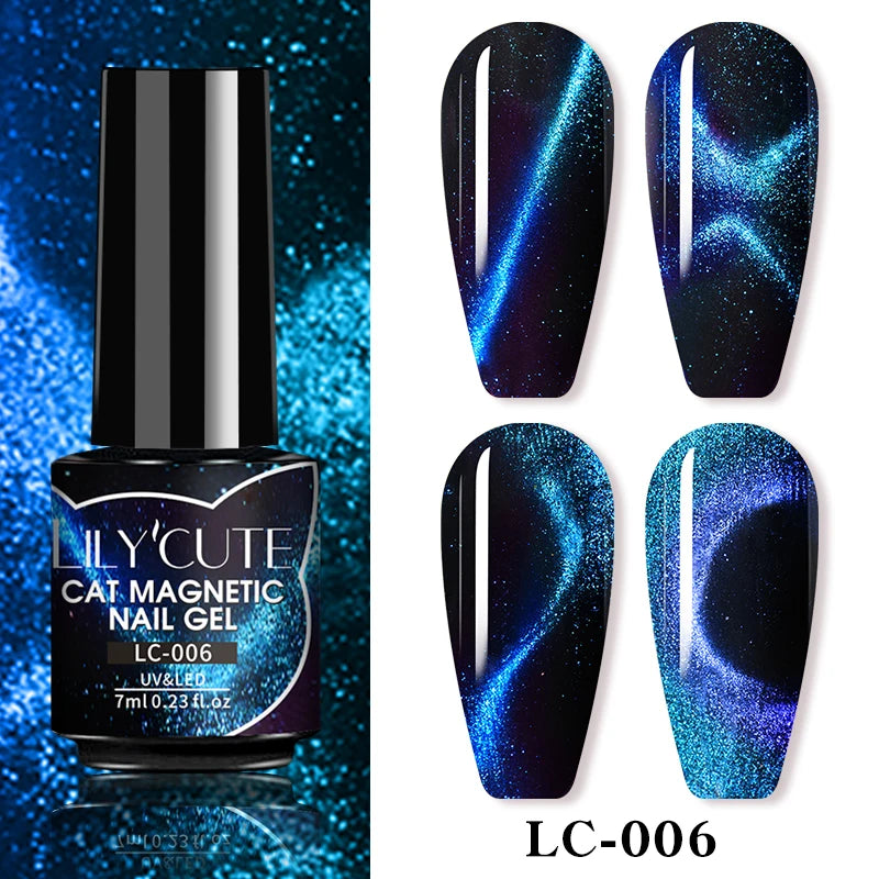 7ml Dynamic Reflective Cat Eye Magnetic Gel – Glitter Soak-Off Nail Polish with 3D Magnet Effect