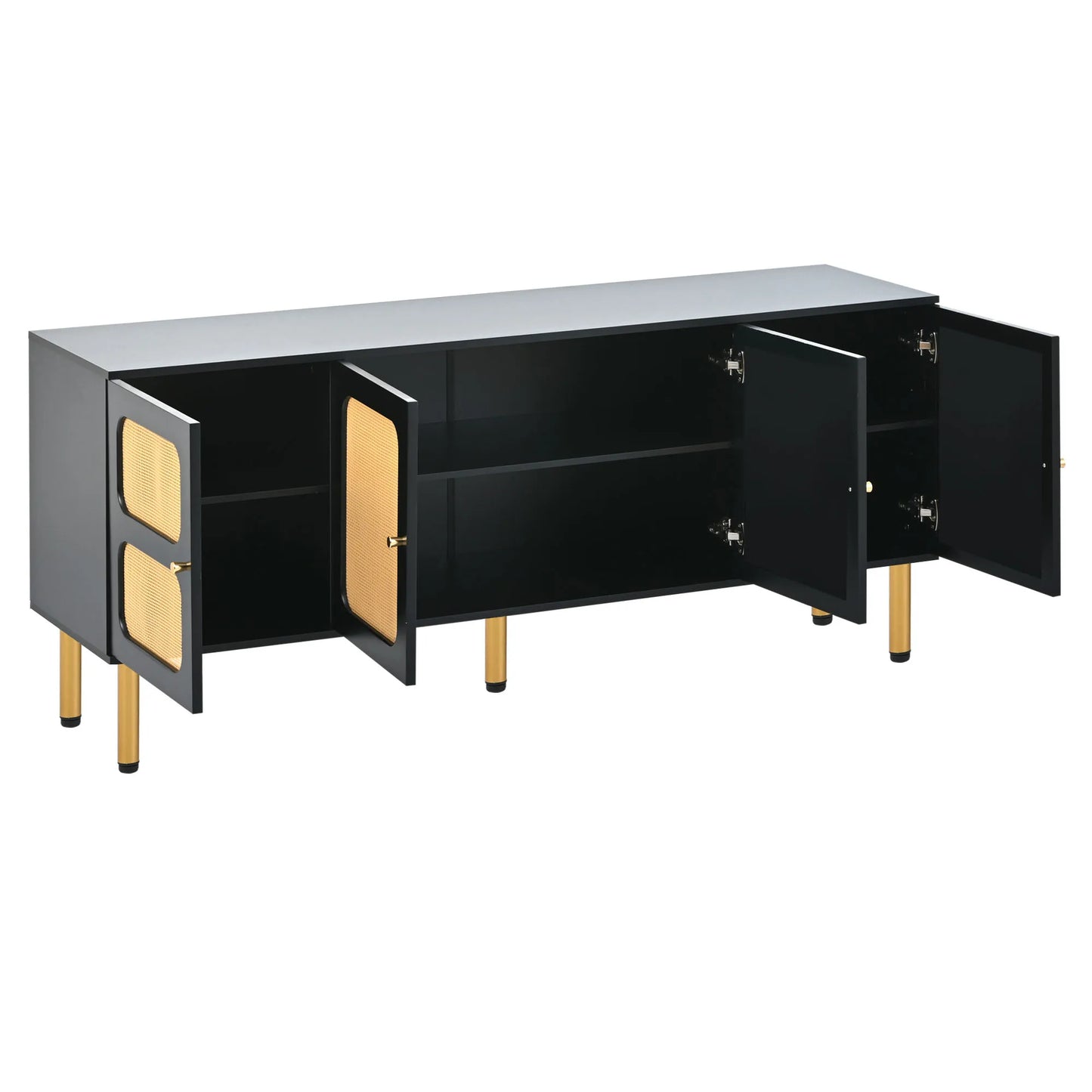 Boho Style Rattan Door TV Stand – Rectangular Modern Cabinet for Living Room or Apartment