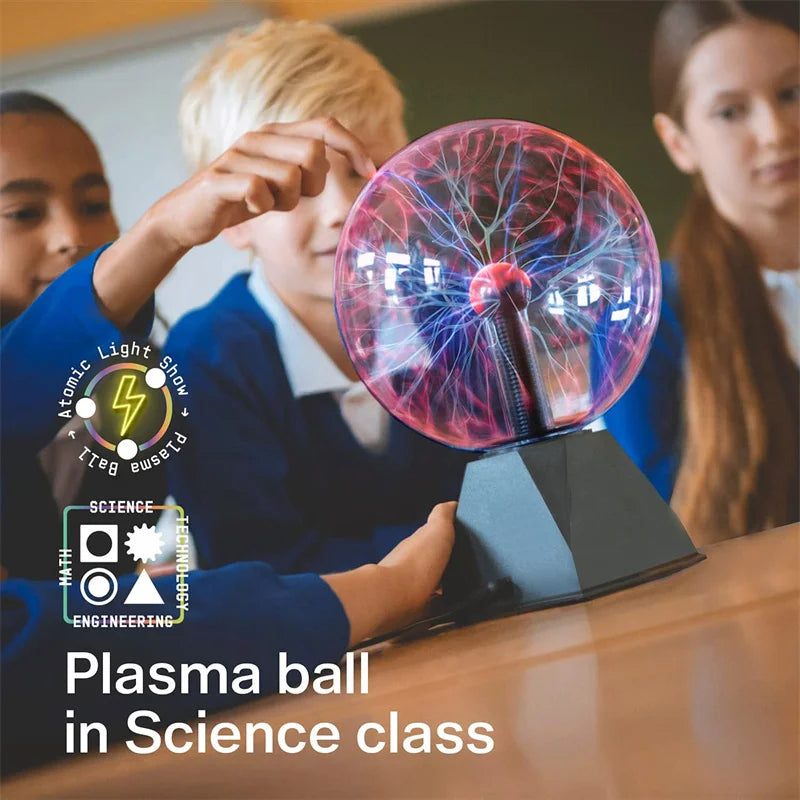 8-Inch Magic Plasma Ball Lamp – Touch-Sensitive Glass LED Night Light for Bedroom, Kids Party, and Science Decor