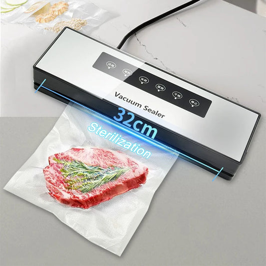 32cm Stainless Steel Vacuum Sealer Machine – Compact Household Food Saver with LED Indicator & Overheat Protection