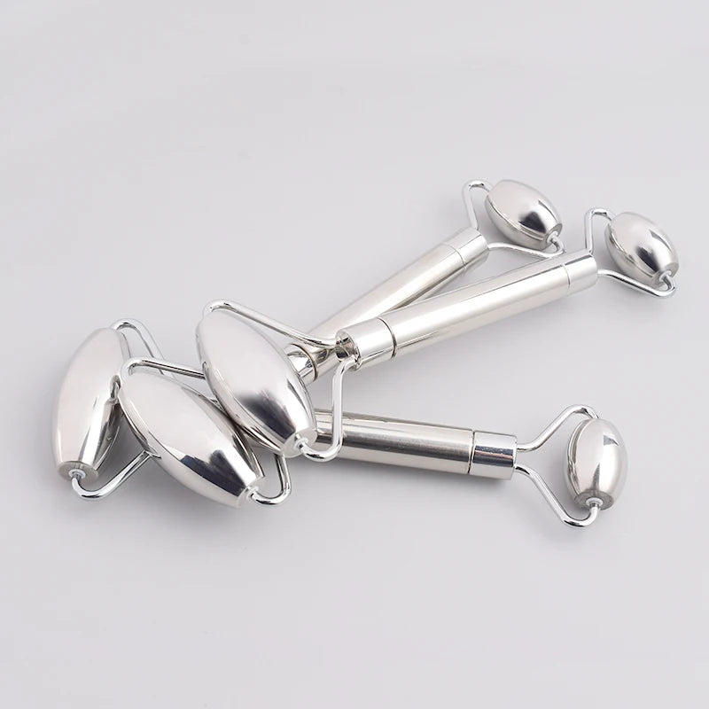 Stainless Steel Facial Roller & Gua Sha Set – Skin Detox, Anti-Wrinkle Massager for Face and Neck Beauty Care