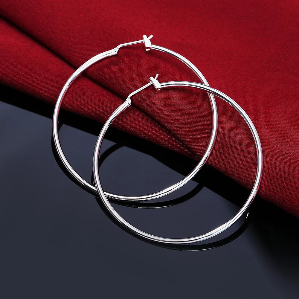 925 Sterling Silver 5MM Thick Round Hoop Earrings for Women – Minimalist Circle Design for Wedding and Everyday Luxury