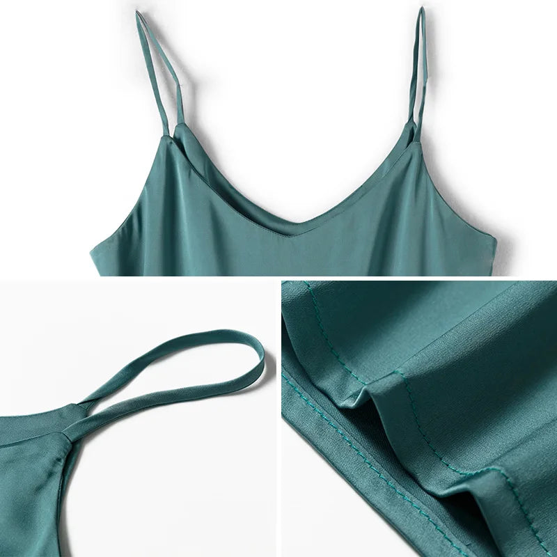 Women's Satin V-Neck Camisole – Sleeveless Halter Strap Silk-Look Tank Top for Summer, Spring, and Fall Casual Outfits