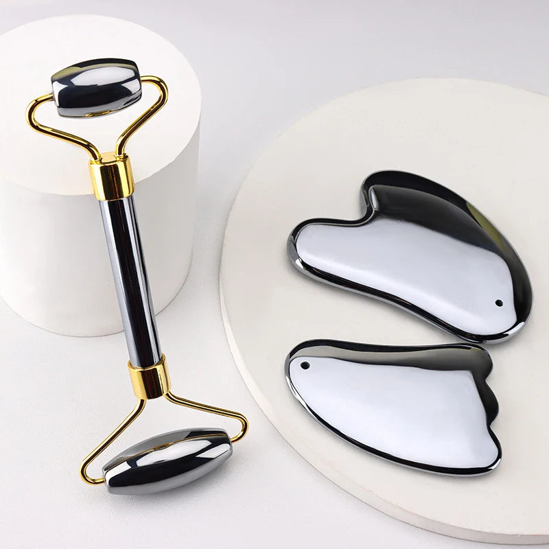Terahertz Crystal Gua Sha a and Scraper Set – Manual Facial and Body Massage Tool for Skin Care, Relaxation, and Detox