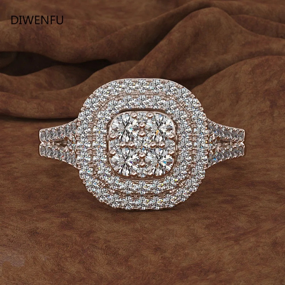 14K Solid Yellow Gold Diamond Ring – Geometric Vintage Style for Women and Men