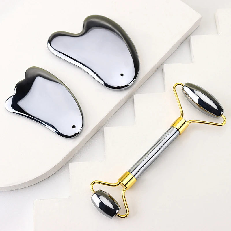 Terahertz Crystal Gua Sha a and Scraper Set – Manual Facial and Body Massage Tool for Skin Care, Relaxation, and Detox