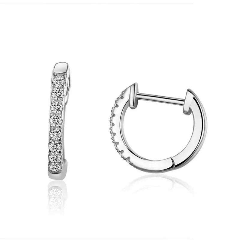 14K Gold Plated 925 Sterling Silver Cuff Earrings – Colorful Zircon Huggie Hoops for Women, 10 Color Options