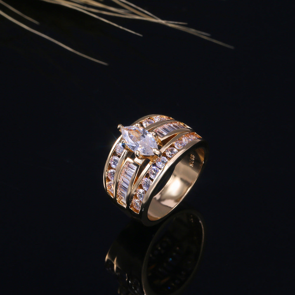 18K Multi-Tone Gold Oval Diamond Ring for Women – 1 Carat Natural VVS2 Diamond with Side Stones, Elegant Wedding and Anniversary Jewelry