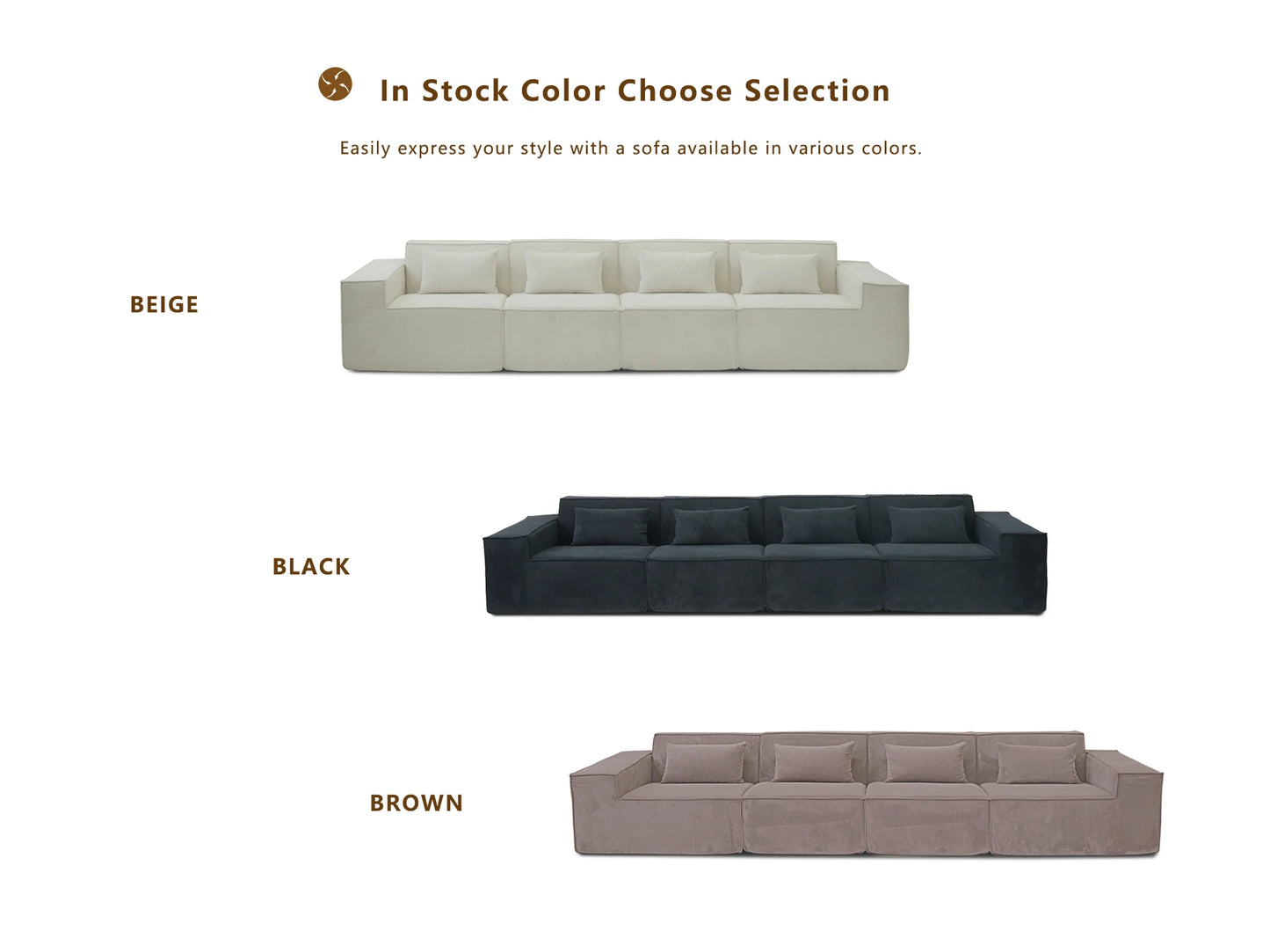 Stock Modular Corduroy Sectional Sofa – Vacuum Compressed L-Shaped Couch Set for Living Room