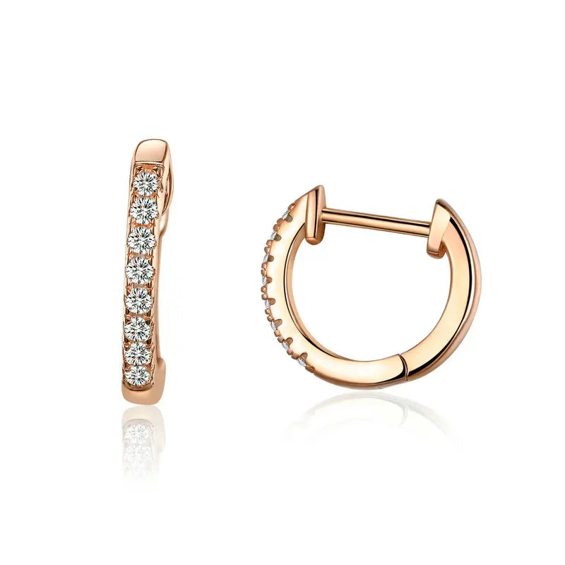 14K Gold Plated 925 Sterling Silver Cuff Earrings – Colorful Zircon Huggie Hoops for Women, 10 Color Options