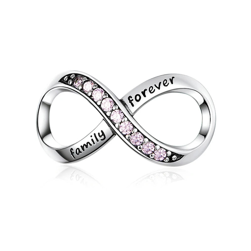 925 Sterling Silver Family Heart Cross Charm – Clear 5A Crystal Bead for Bracelets & Necklaces