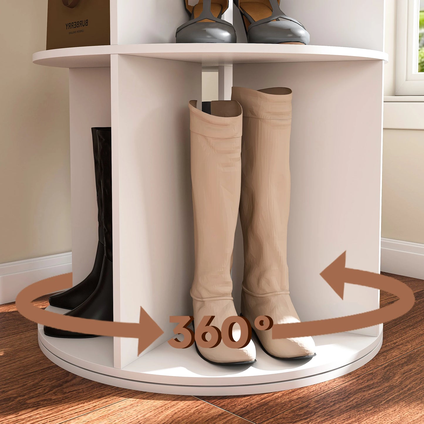 6-Tier Rotating Shoe Rack Tower – Freestanding 360° Revolving Organizer for 24 Pairs of Shoes