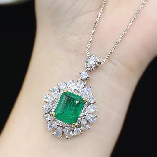 925 Sterling Silver Sapphire Pendant Necklace for Women – Solid Silver Round Charm with Diamond Accents, Luxury Fine Jewelry