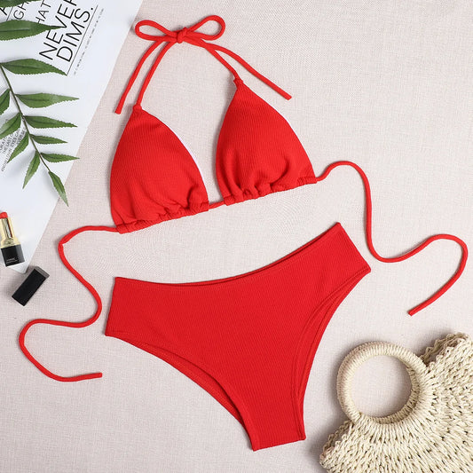 Brazilian High-Waist Bikini Set – Push-Up Two-Piece Swimwear for Women