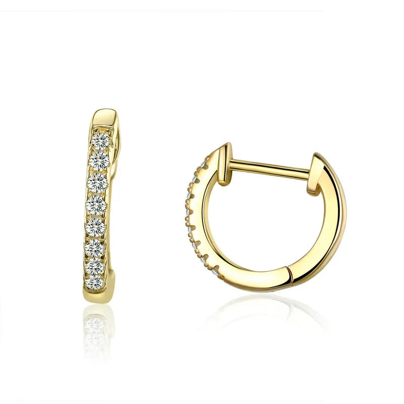 14K Gold Plated 925 Sterling Silver Cuff Earrings – Colorful Zircon Huggie Hoops for Women, 10 Color Options