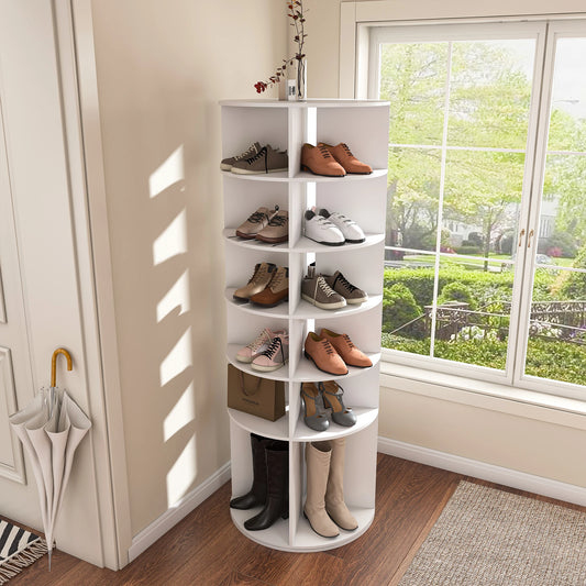 6-Tier Rotating Shoe Rack Tower – Freestanding 360° Revolving Organizer for 24 Pairs of Shoes