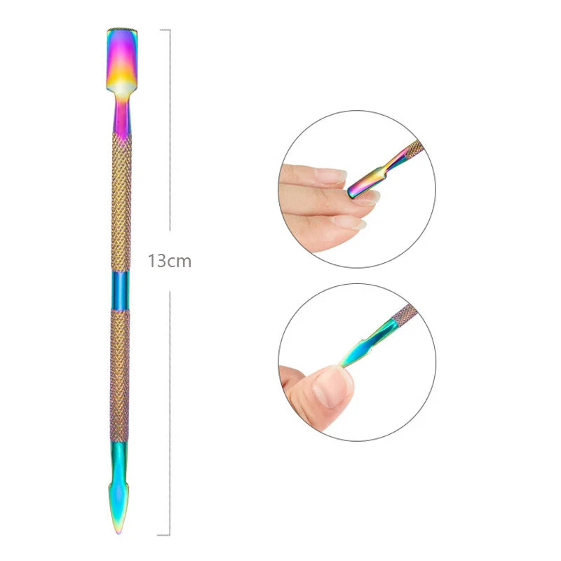 Stainless Steel Double-Ended Cuticle Pusher – Gel Nail Polish Remover & Dead Skin Scraper for Fingernail and Toenail Care