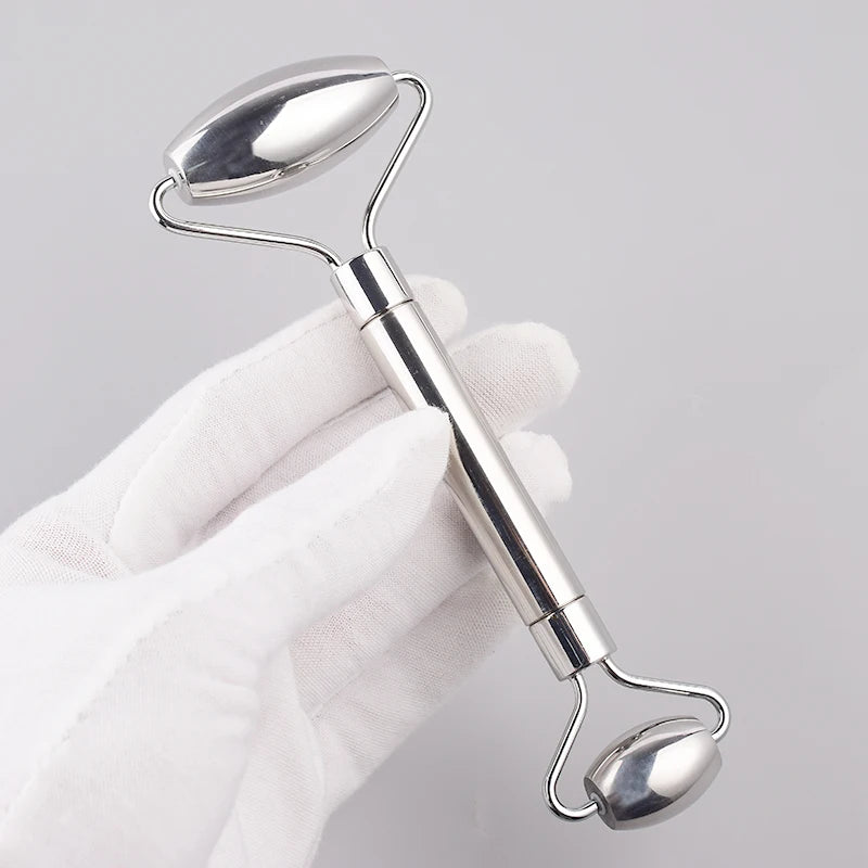 Stainless Steel Facial Roller & Gua Sha Set – Skin Detox, Anti-Wrinkle Massager for Face and Neck Beauty Care