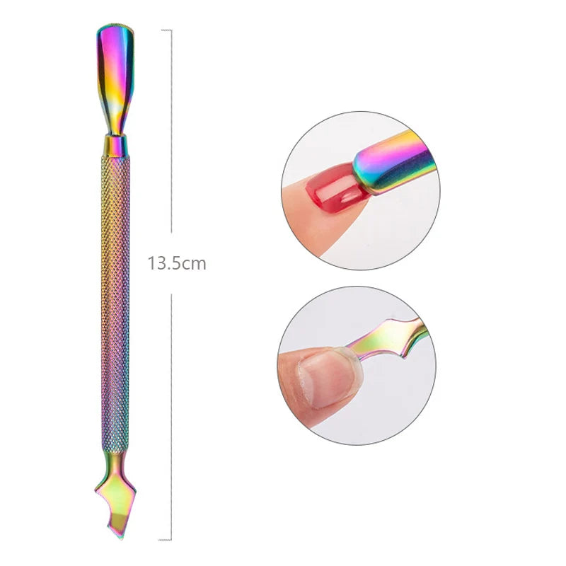 Stainless Steel Double-Ended Cuticle Pusher – Gel Nail Polish Remover & Dead Skin Scraper for Fingernail and Toenail Care